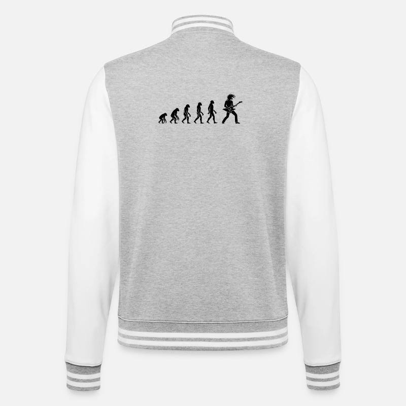 Evolution Rock 'n' Roll Gitarrist Design - College-Sweatjacke - Grau meliert/Weiß