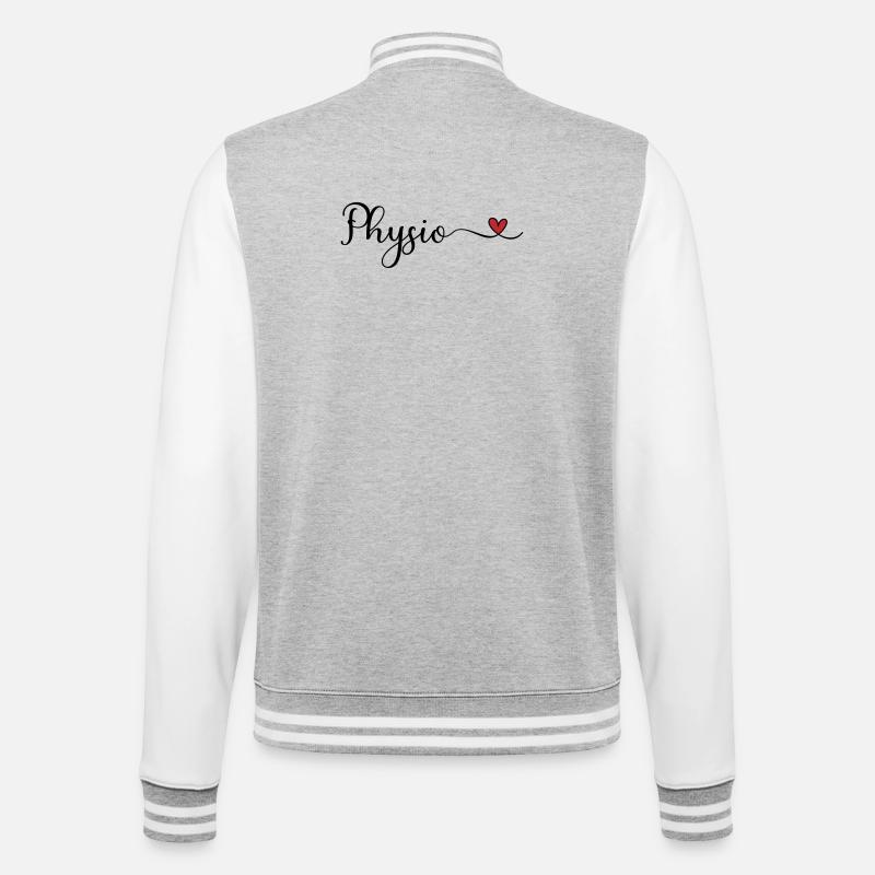 Physio - College-Sweatjacke - Grau meliert/Weiß