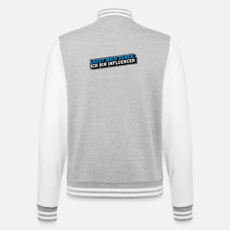 Lasst mich durch, ich bin Influencer - College-Sweatjacke - Grau meliert/Weiß