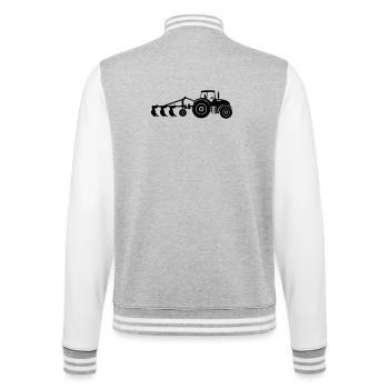 Farm Tractor Plow - College Sweat Jacket - heather grey/white - Back - Marisol (170cm)