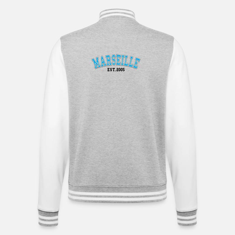 Marseille Est.2005 - College-Sweatjacke - Grau meliert/Weiß