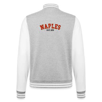 Naples Fondée en 1976 - Veste Teddy - gris chiné / blanc - Dos - Marisol (170cm)