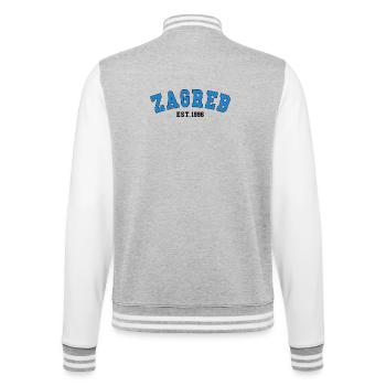 Zagreb gegründet 1996 - College-Sweatjacke - Grau meliert/Weiß - Hinten - Marisol (170cm)