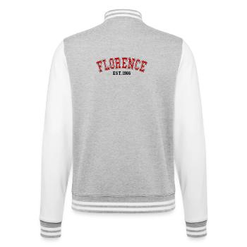 Florence fondée en 1966 - Veste Teddy - gris chiné / blanc - Dos - Marisol (170cm)