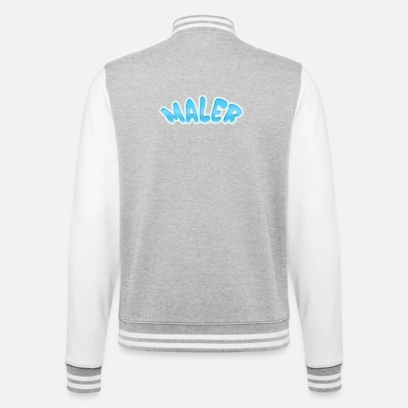 WALER Bubble-Style Blau Design - College-Sweatjacke - Grau meliert/Weiß