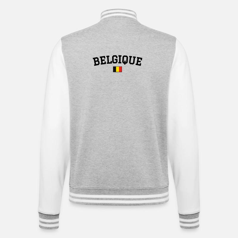 Belgium Flag Design Black - College Sweat Jacket - heather grey/white