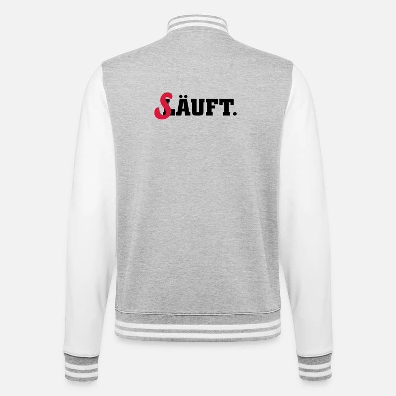 läuft säuft - College-Sweatjacke - Grau meliert/Weiß