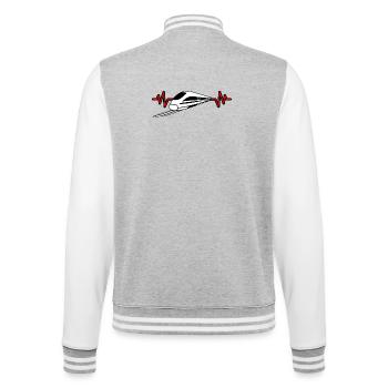 Heartbeat with train - railway worker, train driver design - College Sweat Jacket - heather grey/white - Back - Marisol (170cm)