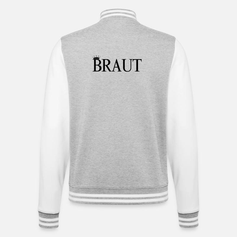 Team Braut! Personalisierbar - College-Sweatjacke - Grau meliert/Weiß