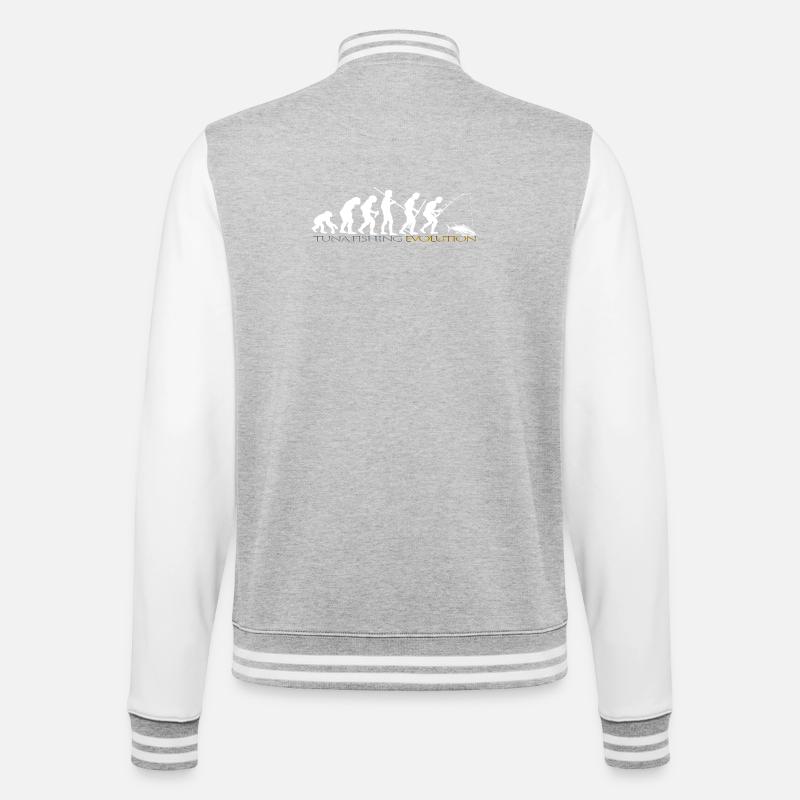 FISHING EVOLUTION (white version) - College Sweat Jacket - heather grey/white