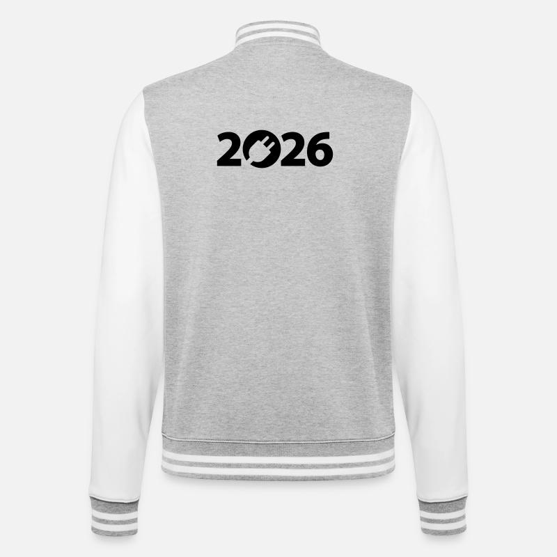 Elektriker 2026, Elektroniker 2026 - College-Sweatjacke - Grau meliert/Weiß