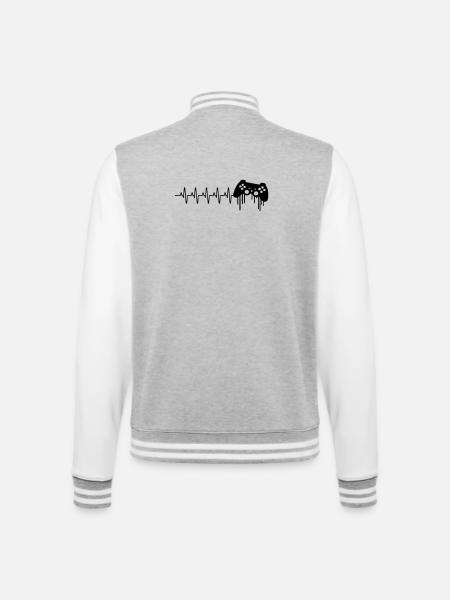 Gamer_liebe - College Sweat Jacket - heather grey/white