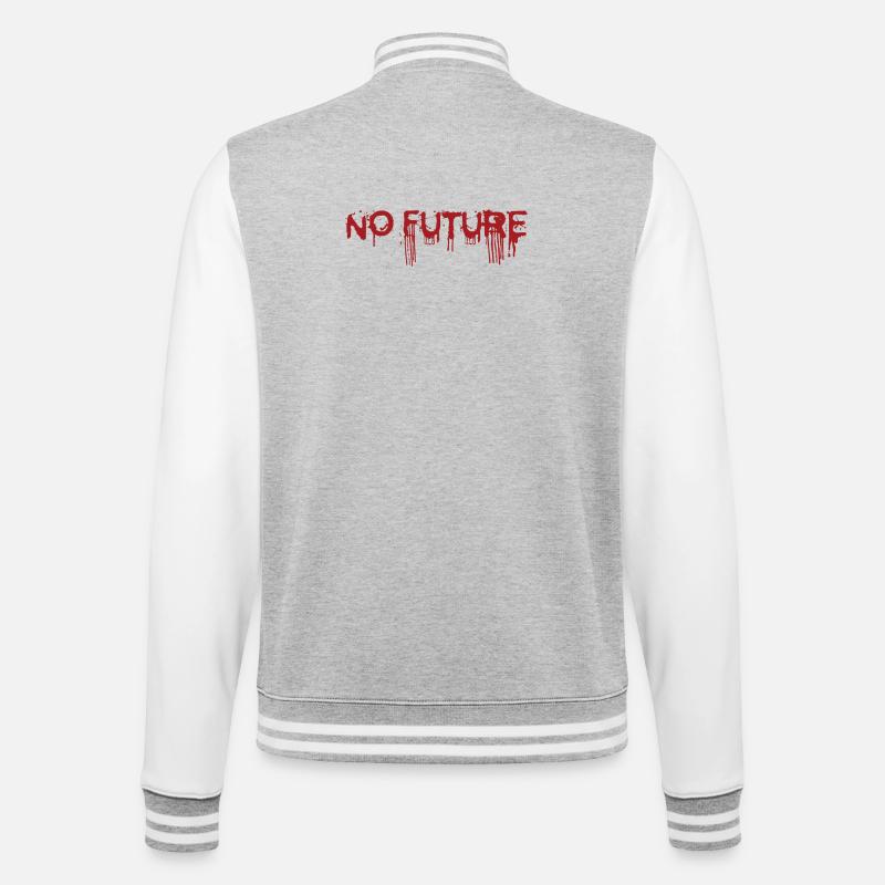 NO FUTURE - College-Sweatjacke - Grau meliert/Weiß