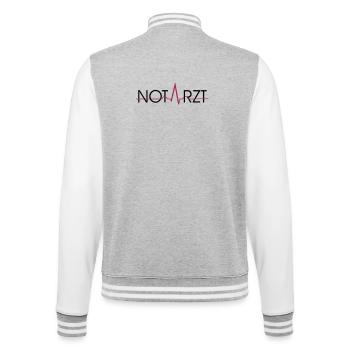 Notarzt Schriftzug - College-Sweatjacke - Grau meliert/Weiß - Hinten - Marisol (170cm)
