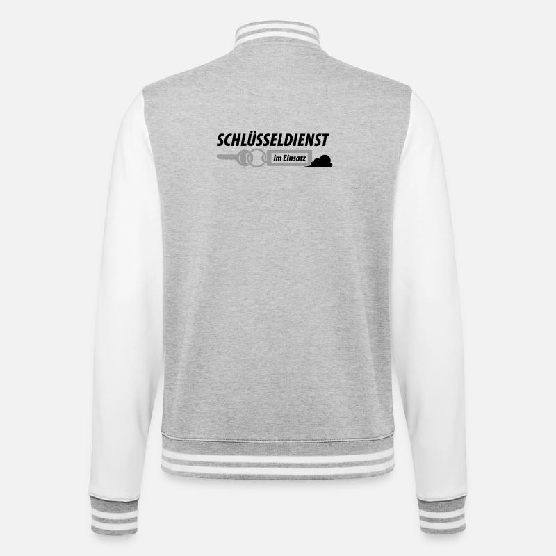 Schlüsseldienst im Einsatz - College-Sweatjacke - Grau meliert/Weiß