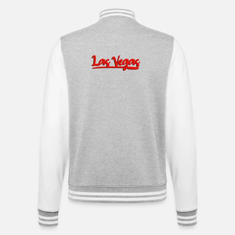 Las Vegas Lettering Red Cursive Design - College Sweat Jacket - heather grey/white