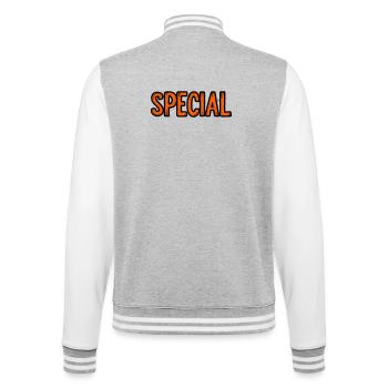 Schild mit Sonderangebot - College-Sweatjacke - Grau meliert/Weiß - Hinten - Marisol (170cm)