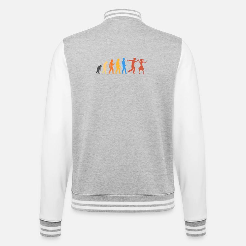 Swing-Tanz - Die höchste Stufe der Evolution - College-Sweatjacke - Grau meliert/Weiß