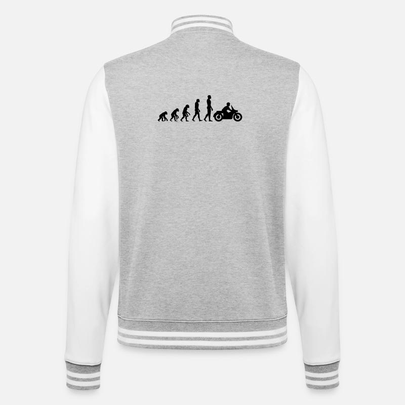 EVOLUTION: VOM AFFEN ZUM MOTORRADFAHRER! - College-Sweatjacke - Grau meliert/Weiß
