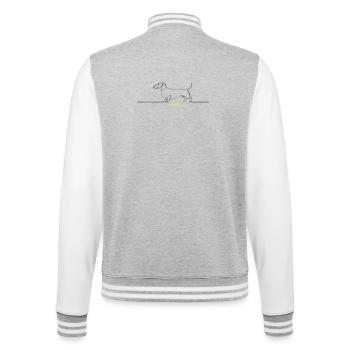 Dackel Stur Line Art Spruch - College-Sweatjacke - Grau meliert/Weiß - Hinten - Marisol (170cm)