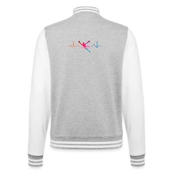 Boulderer Herzschlag Boulder Bouldern - College-Sweatjacke - Grau meliert/Weiß - Hinten - Marisol (170cm)