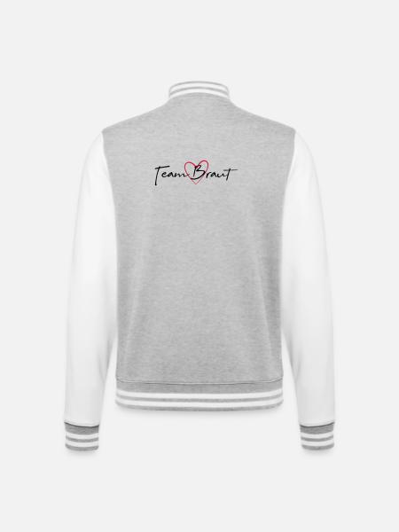 Team Bride Heart Hen Party - College Sweat Jacket - heather grey/white