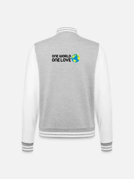 One World One Love - College Sweat Jacket - heather grey/white