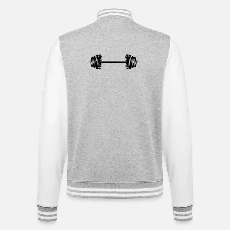 Weights dumbbells discs dumbbell - College Sweat Jacket - heather grey/white