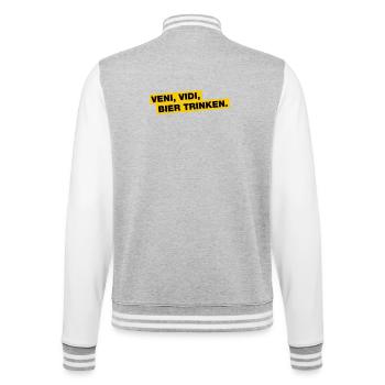 Veni, Vidi, Bier trinken - College-Sweatjacke - Grau meliert/Weiß - Hinten - Marisol (170cm)