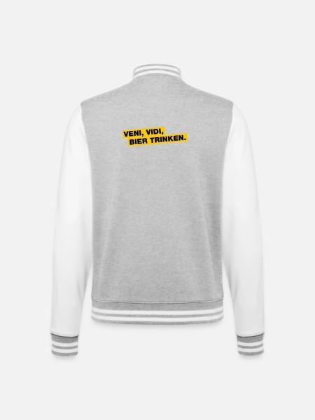 Veni, Vidi, Bier trinken - College-Sweatjacke - Grau meliert/Weiß