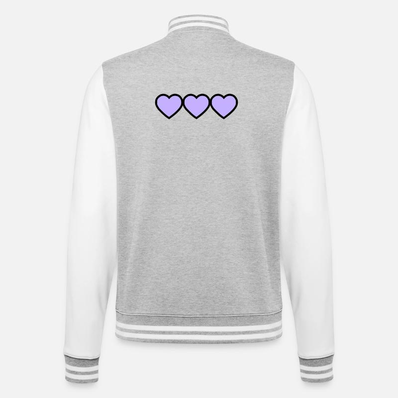 HERZ - College-Sweatjacke - Grau meliert/Weiß
