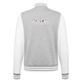 Singende Katzen mit Melodie f. dunkle Kleidung. - College-Sweatjacke - Grau meliert/Weiß - Hinten - Marisol (170cm)