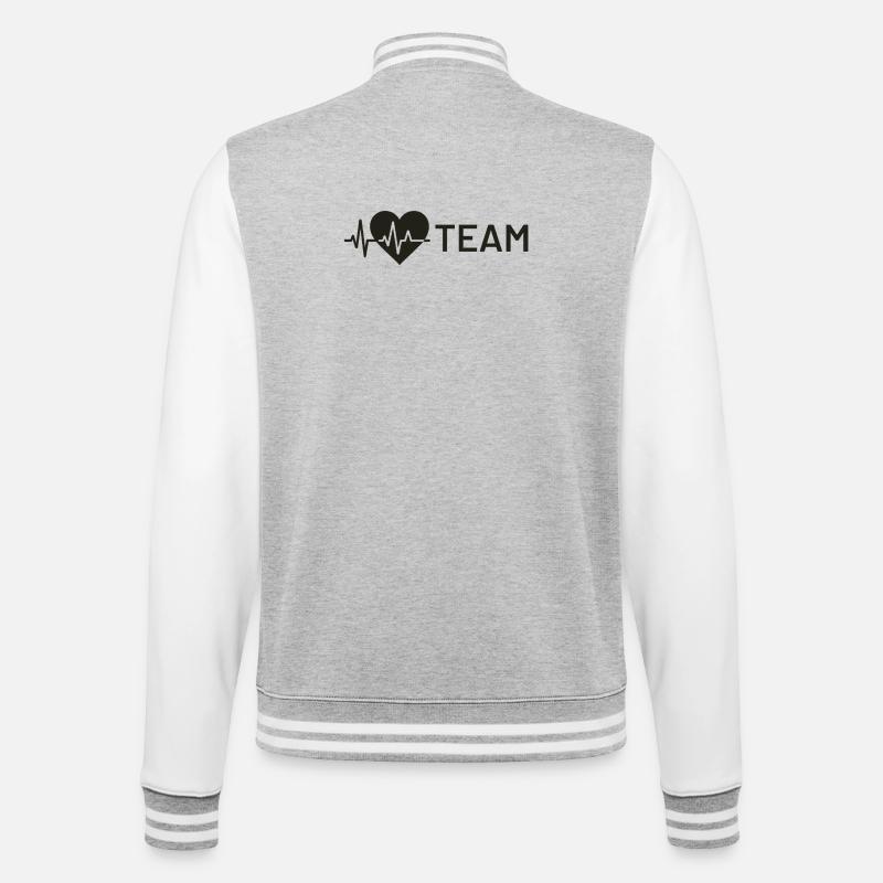Heart wave icon with team text - College Sweat Jacket - heather grey/white