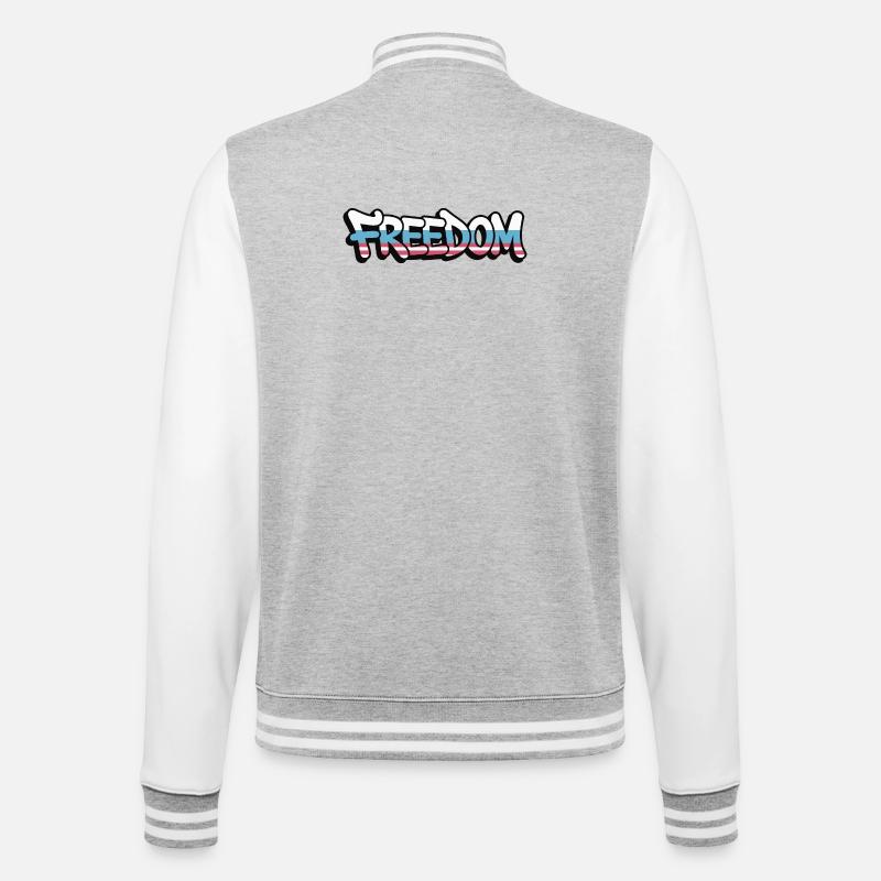 Freedom Typografie Statement Design - College-Sweatjacke - Grau meliert/Weiß