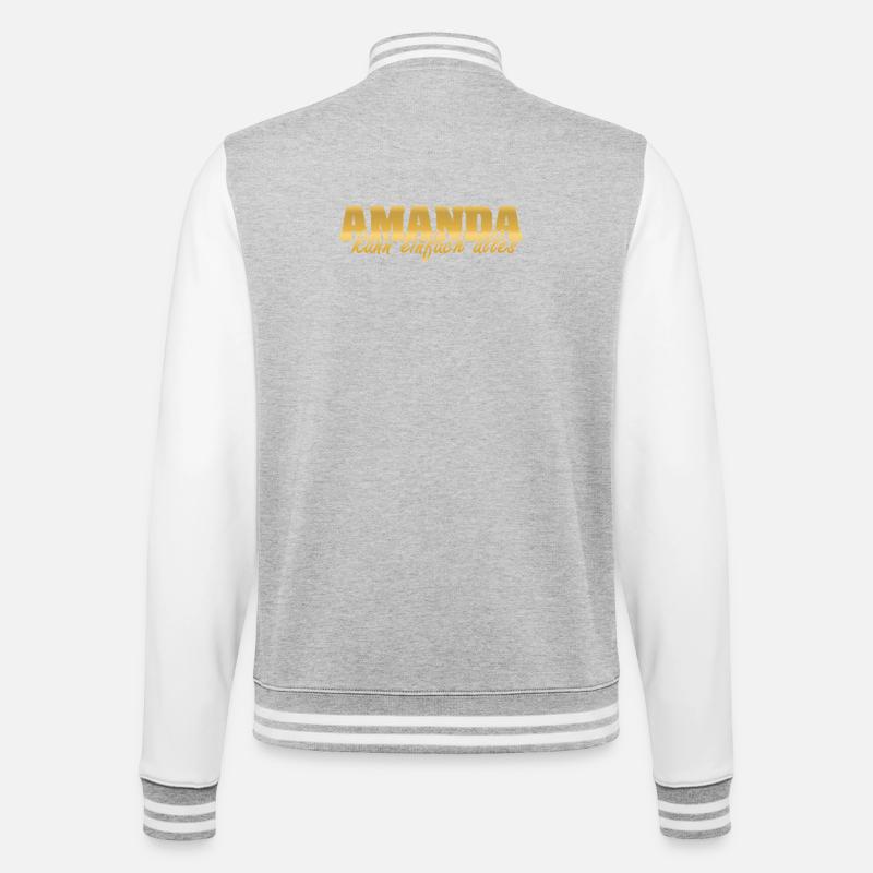 Spruch Amanda - College-Sweatjacke - Grau meliert/Weiß