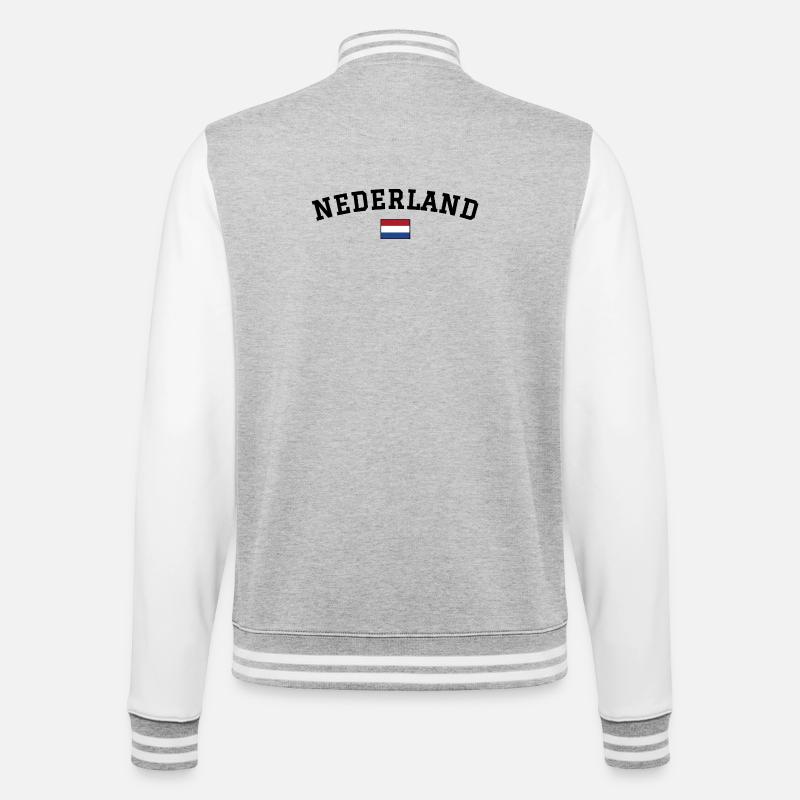 Netherlands Flag Design Black - College Sweat Jacket - heather grey/white
