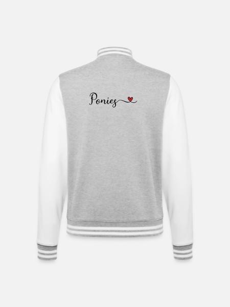 Ponies Herz - College-Sweatjacke - Grau meliert/Weiß
