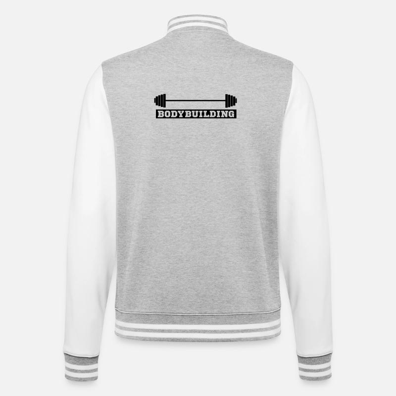 Hantel - College-Sweatjacke - Grau meliert/Weiß