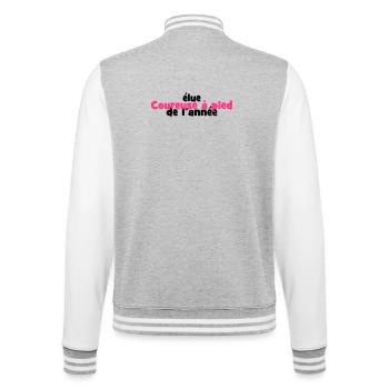 Course à Pied / Running / Jogging / Coureur - Veste Teddy - gris chiné / blanc - Dos - Marisol (170cm)