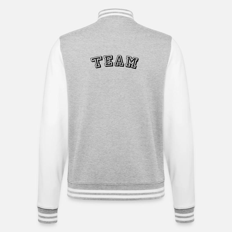 TEAM Design - College-Sweatjacke - Grau meliert/Weiß