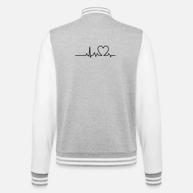Herz-Lebensader - College-Sweatjacke - Grau meliert/Weiß