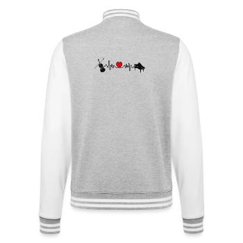 Herzfrequenz Herz-Kreislauf mit Geige und Klavier - College-Sweatjacke - Grau meliert/Weiß - Hinten - Marisol (170cm)
