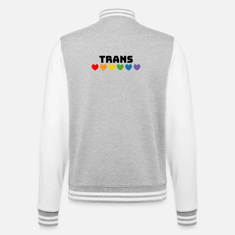 Cœur arc-en-ciel trans noir - Veste Teddy - gris chiné / blanc