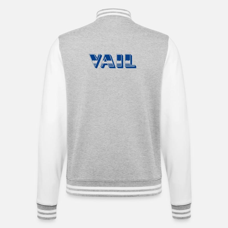 VAIL - College-Sweatjacke - Grau meliert/Weiß