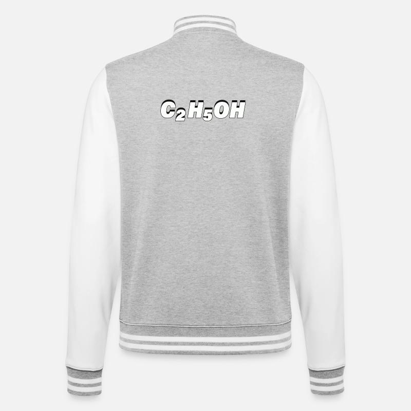 C2H5OH - College-Sweatjacke - Grau meliert/Weiß