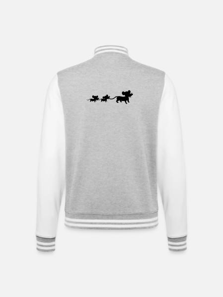 mus, familj, mamma, pappa, 2, barn, mamma, silhuett - Collegesweatjacka - gråmelerad/vit