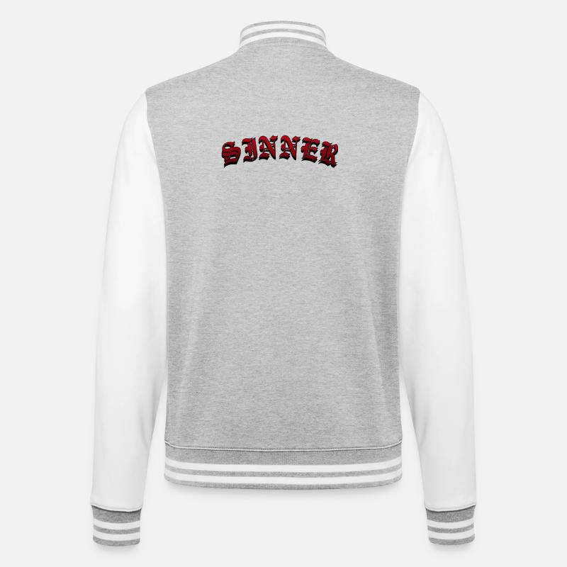 Sinner - College Sweat Jacket - heather grey/white