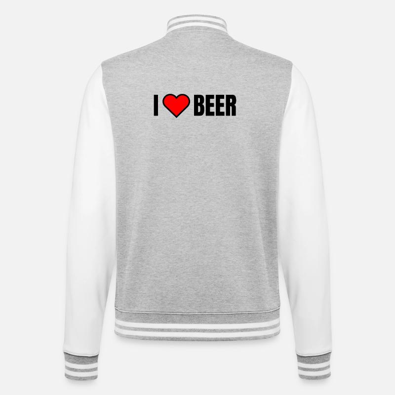 Ich liebe Bier - College-Sweatjacke - Grau meliert/Weiß