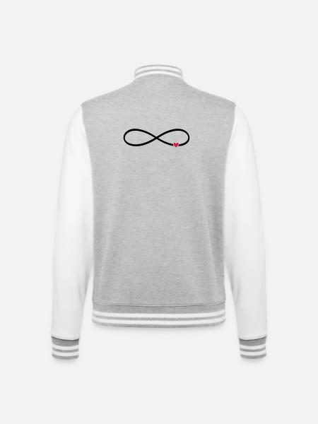 Infinity sign heart love gift - College Sweat Jacket - heather grey/white
