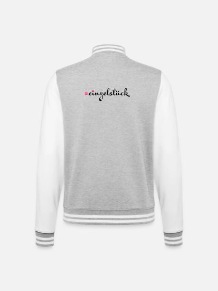 Einzelstück - College-Sweatjacke - Grau meliert/Weiß